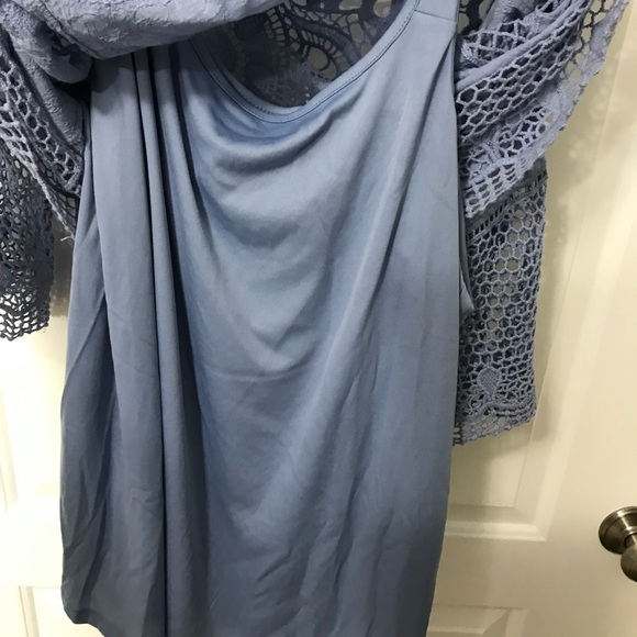Adiva Light Blue Crochet Women's Blouse Size 1X - Picture 4 of 5